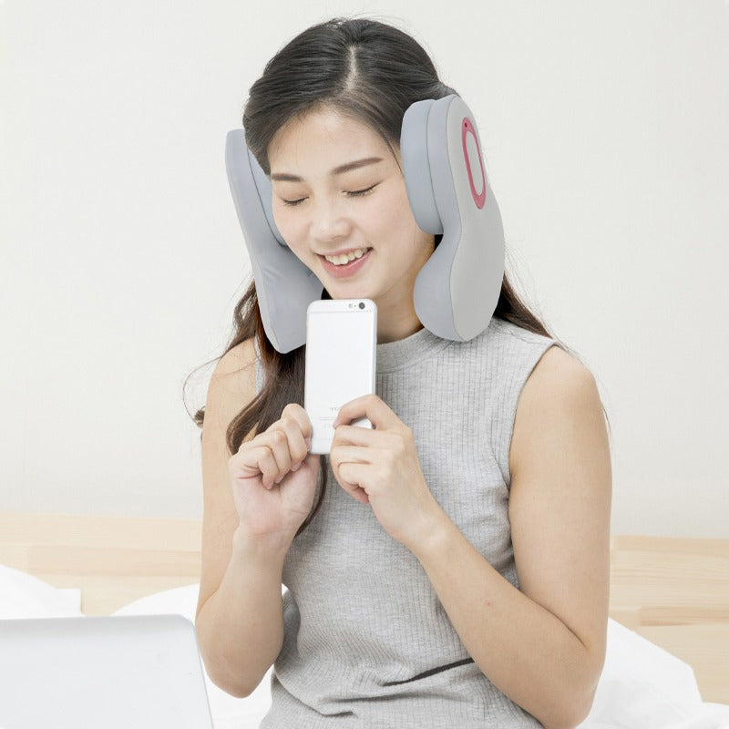 Smart Neck Pillow – Red Light Heat & Vibration Massage with Bluetooth Music