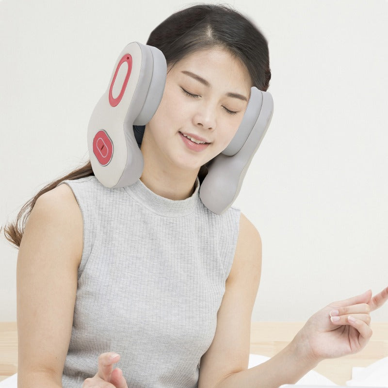 Smart Neck Pillow – Red Light Heat & Vibration Massage with Bluetooth Music