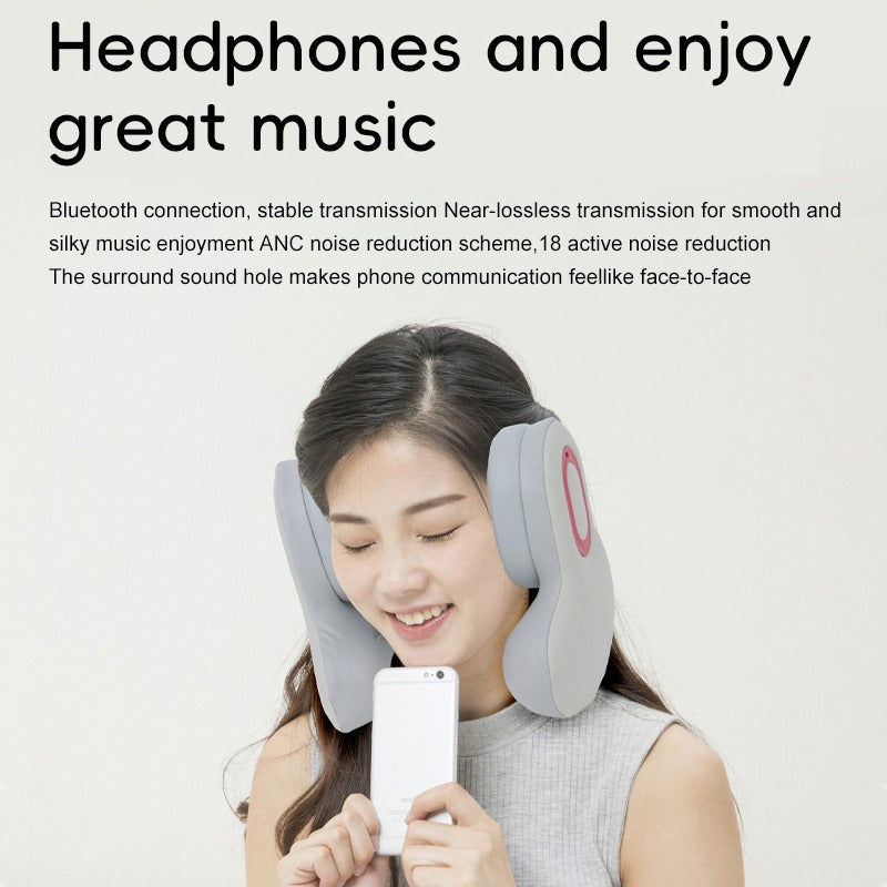Smart Neck Pillow – Red Light Heat & Vibration Massage with Bluetooth Music