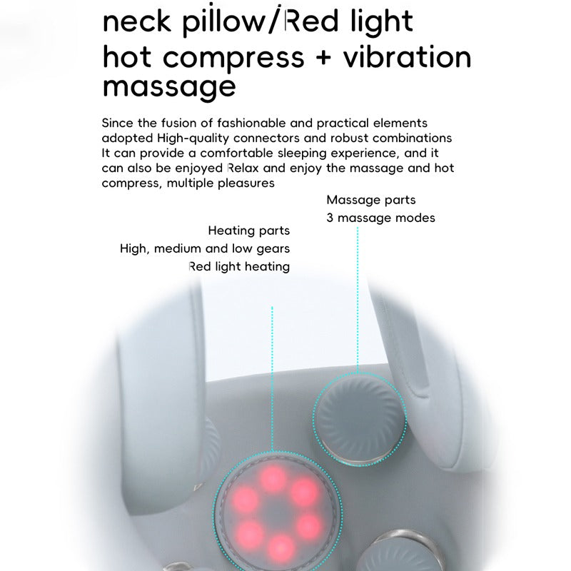 Smart Neck Pillow – Red Light Heat & Vibration Massage with Bluetooth Music
