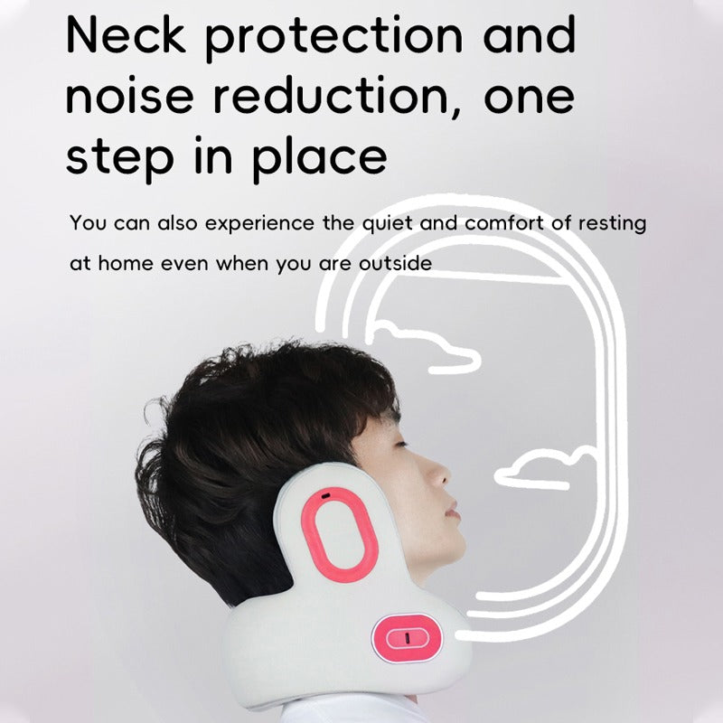 Smart Neck Pillow – Red Light Heat & Vibration Massage with Bluetooth Music